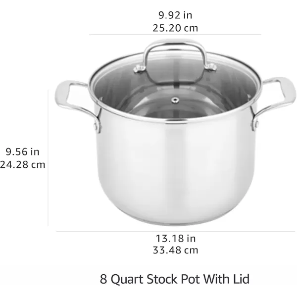 imageAmazon Basics  Stainless Steel Stock Pot with Lid 8 Quart SilverSilver
