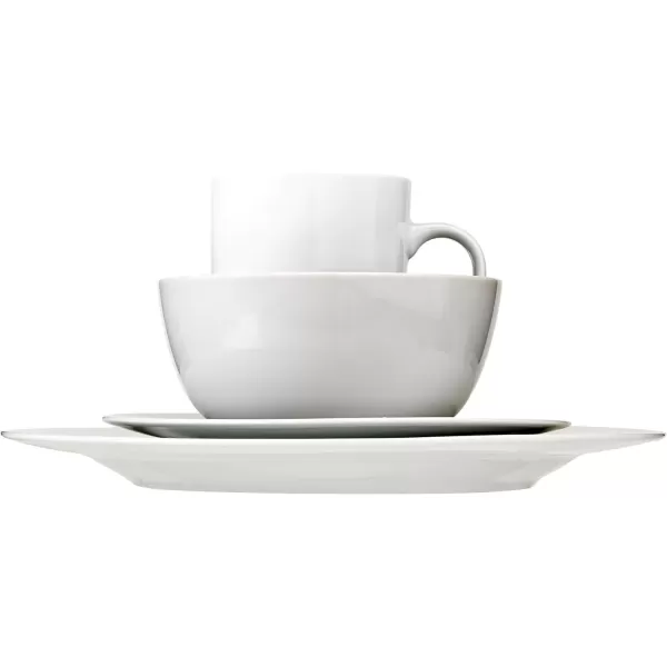 imageAmazon Basics 16Piece Porcelain Kitchen Dinnerware Set with Plates Bowls and Mugs Service for 4  WhiteWhite