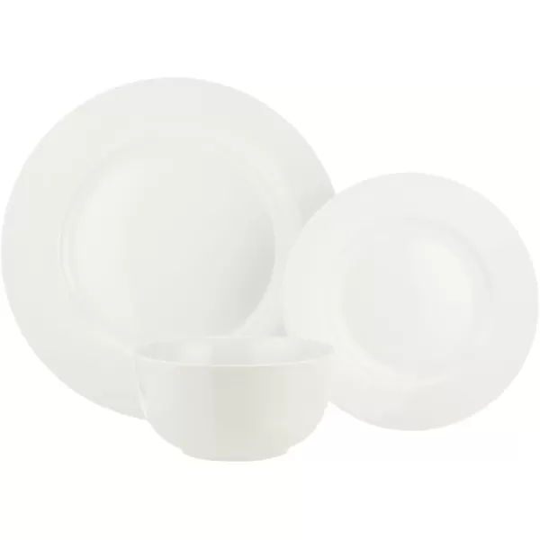 imageAmazon Basics 18Piece White Dinnerware Set Plates Bowls Service for 6White