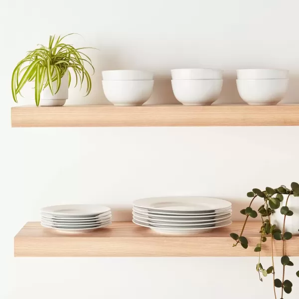 imageAmazon Basics 18Piece White Dinnerware Set Plates Bowls Service for 6White