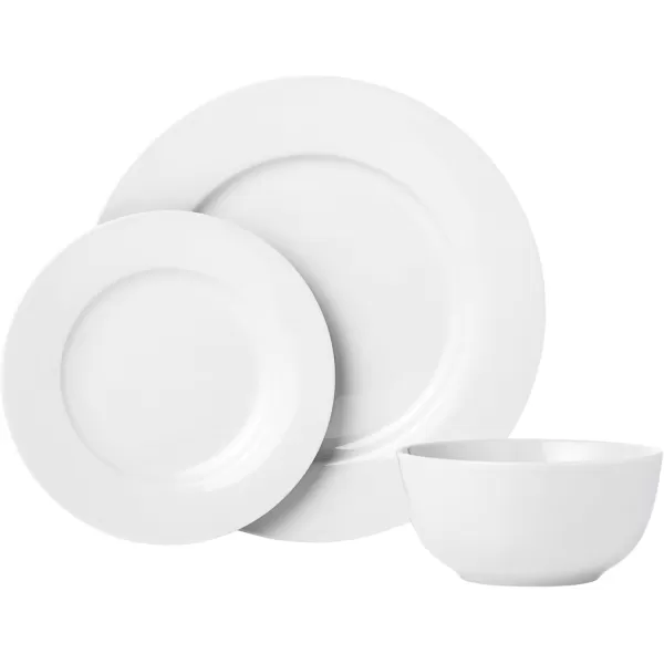 imageAmazon Basics 18Piece White Dinnerware Set Plates Bowls Service for 6White