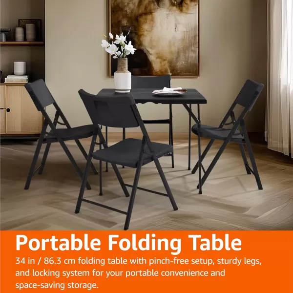 imageAmazon Basics 34 inch Portable Folding Card Table with Carrying Handle Black