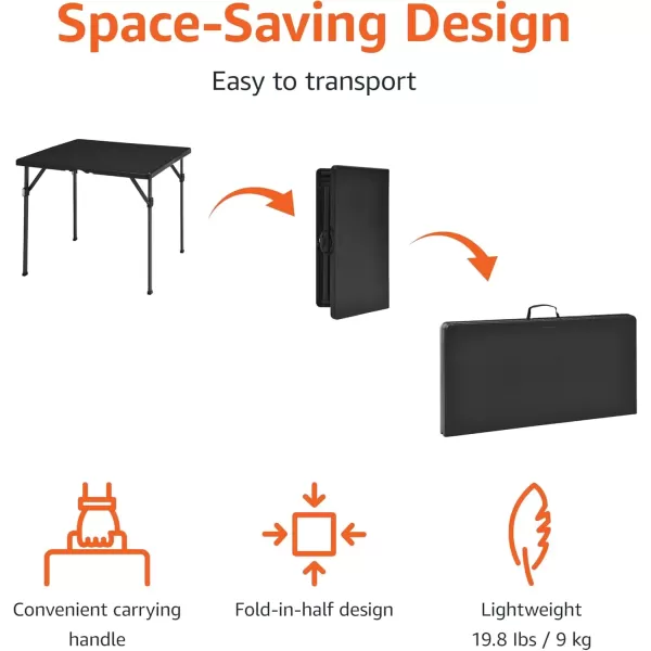 imageAmazon Basics 34 inch Portable Folding Card Table with Carrying Handle Black