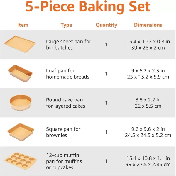 imageAmazon Basics Ceramic Nonstick Pots and Pans Cookware Set 10Piece Set Copper Color5Piece Set