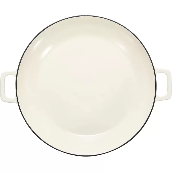 imageAmazon Basics Enameled Cast Iron Covered Round Casserole Skillet with Lid for Oven 33Quart WhiteWhite