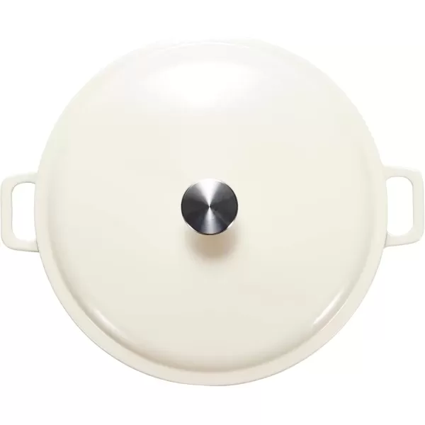 imageAmazon Basics Enameled Cast Iron Covered Round Casserole Skillet with Lid for Oven 33Quart WhiteWhite
