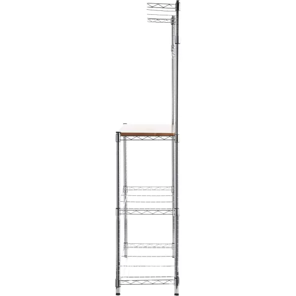 imageAmazon Basics Kitchen Storage Bakers Rack with Removable Top ChromeBeige 18quotD x 24quot W x 59quotH14 D x 3583 W x 6331 H