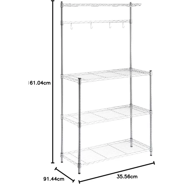 imageAmazon Basics Kitchen Storage Bakers Rack with Removable Top ChromeBeige 18quotD x 24quot W x 59quotH14 D x 3583 W x 6331 H