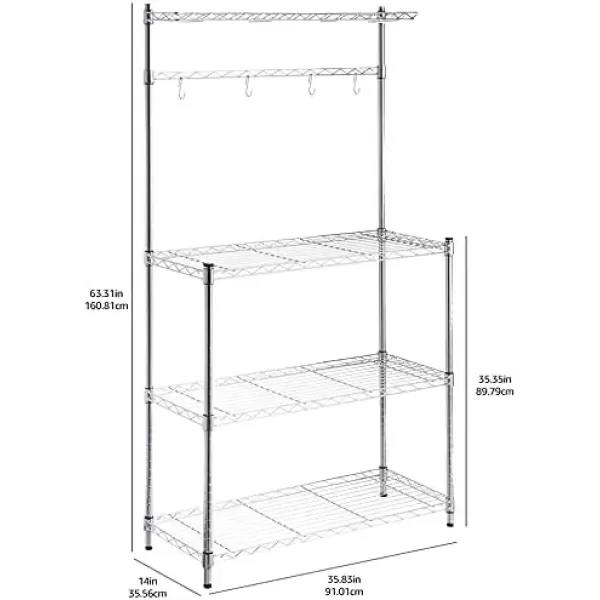imageAmazon Basics Kitchen Storage Bakers Rack with Removable Top ChromeBeige 18quotD x 24quot W x 59quotH14 D x 3583 W x 6331 H