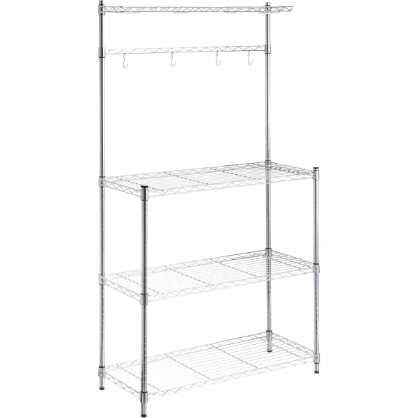 imageAmazon Basics Kitchen Storage Bakers Rack with Removable Top ChromeBeige 18quotD x 24quot W x 59quotH14 D x 3583 W x 6331 H