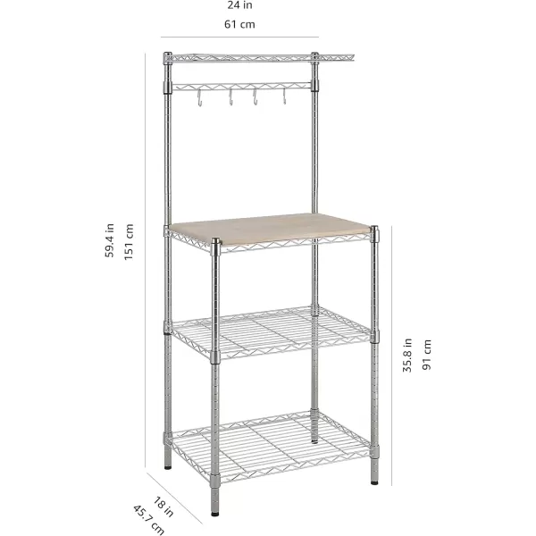 imageAmazon Basics Kitchen Storage Bakers Rack with Removable Top ChromeBeige 18quotD x 24quot W x 59quotH18D x 24 W x 59H