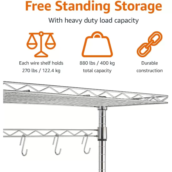 imageAmazon Basics Kitchen Storage Bakers Rack with Removable Top ChromeBeige 18quotD x 24quot W x 59quotH18D x 24 W x 59H