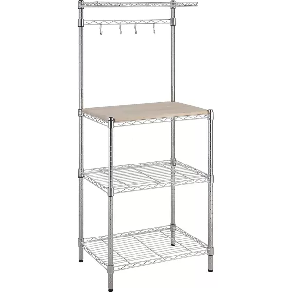 imageAmazon Basics Kitchen Storage Bakers Rack with Removable Top ChromeBeige 18quotD x 24quot W x 59quotH18D x 24 W x 59H