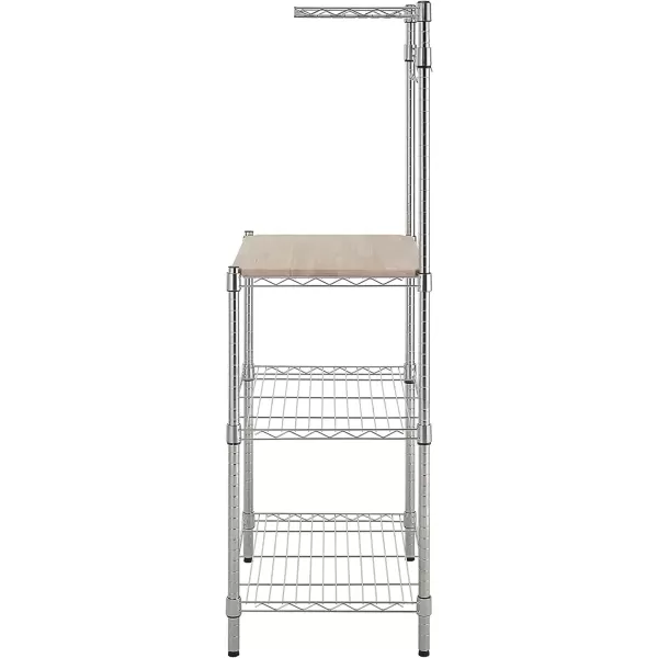 imageAmazon Basics Kitchen Storage Bakers Rack with Removable Top ChromeBeige 18quotD x 24quot W x 59quotH18D x 24 W x 59H