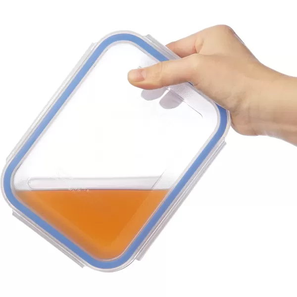 imageAmazon Basics LeakProof Glass Locking Lids Food Storage Containers 14Piece Set 7 Count of Bases and 7 Plastic Lids Clear Blue BPA Free Dishwasher ampamp Microwave Safe for Meal Prep ampamp Freezer20Piece