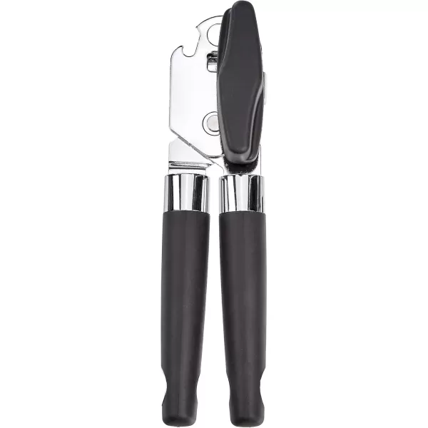 imageAmazon Basics Manual Can Opener Hand Held Black Soft Grip Single HandleDual Handle