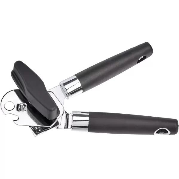 imageAmazon Basics Manual Can Opener Hand Held Black Soft Grip Single HandleDual Handle