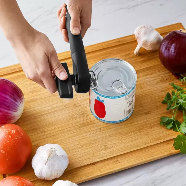imageAmazon Basics Manual Can Opener Hand Held Black Soft Grip Single HandleSingle Handle