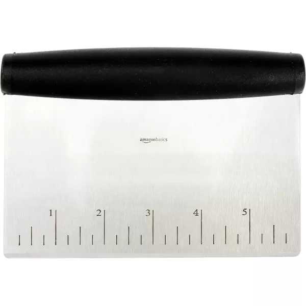 imageAmazon Basics MultiPurpose Stainless Steel ScraperChopper with Contoured Grip 6Inch Silver Black