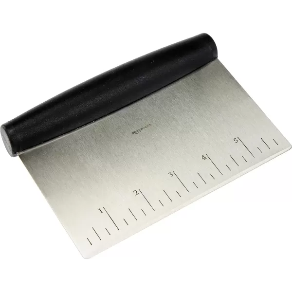 imageAmazon Basics MultiPurpose Stainless Steel ScraperChopper with Contoured Grip 6Inch Silver Black
