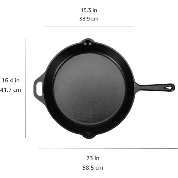 imageAmazon Basics PreSeasoned Cast Iron Skillet HeavyDuty ampamp Large 15Inch Black15