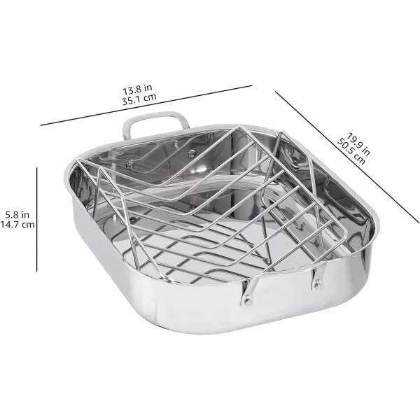 imageAmazon Basics Stainless Steel Rectangular Roasting Pan with Rack 16Inch