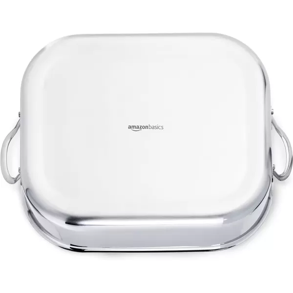 imageAmazon Basics Stainless Steel Rectangular Roasting Pan with Rack 16Inch