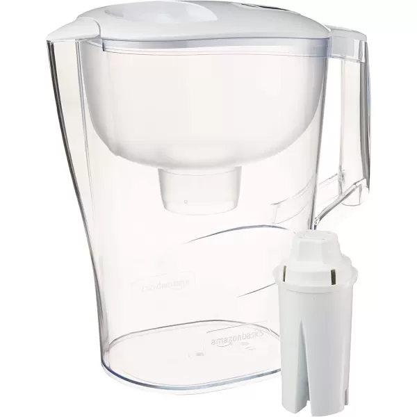 imageAmazon Basics Water Filter Pitcher for Fridge  10Cup Water Pitcher with Filter Compatible to Brita Water Pitchers ampamp Dispensers for Clean Crisp Water WQA and NSF Certified Made in Europe1 Count