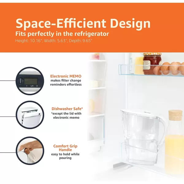 imageAmazon Basics Water Filter Pitcher for Fridge  10Cup Water Pitcher with Filter Compatible to Brita Water Pitchers ampamp Dispensers for Clean Crisp Water WQA and NSF Certified Made in Europe1 Count