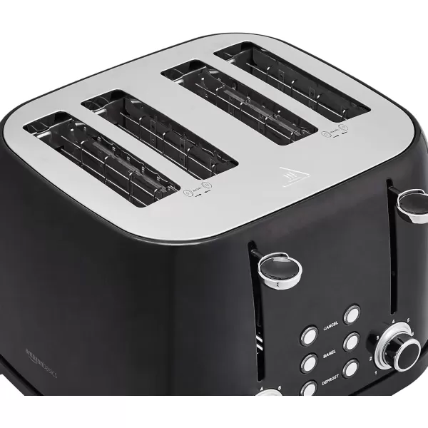 imageAmazon Basics 4 Slice Toaster with 6 Browning Settings Removable EasytoClean Crumb Tray Cancel Button 1600W BlackBlack