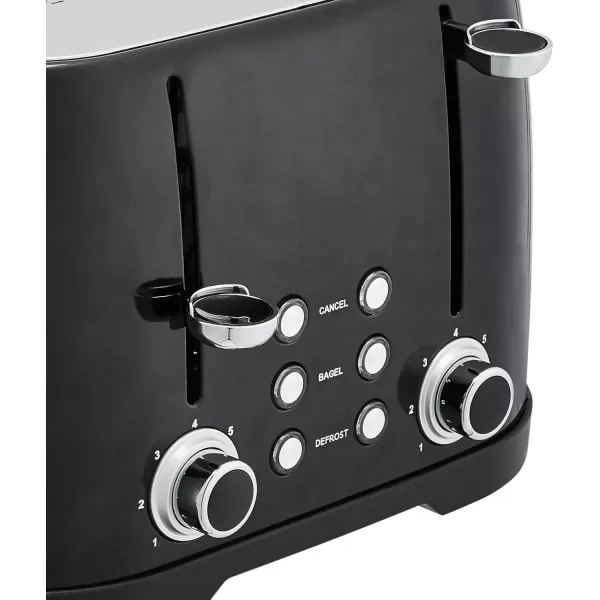 imageAmazon Basics 4 Slice Toaster with 6 Browning Settings Removable EasytoClean Crumb Tray Cancel Button 1600W BlackBlack