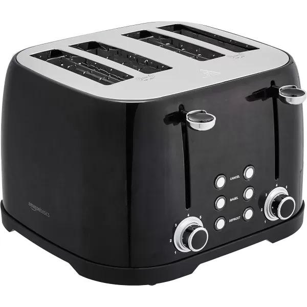 imageAmazon Basics 4 Slice Toaster with 6 Browning Settings Removable EasytoClean Crumb Tray Cancel Button 1600W BlackBlack