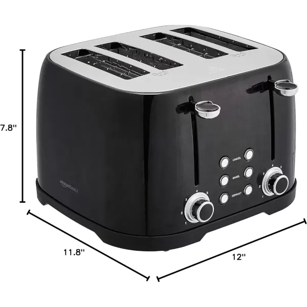 imageAmazon Basics 4 Slice Toaster with 6 Browning Settings Removable EasytoClean Crumb Tray Cancel Button 1600W BlackBlack