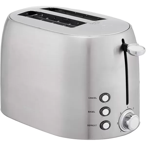 imageAmazon Basics 4 Slice Toaster with 6 Browning Settings Removable EasytoClean Crumb Tray Cancel Button 1600W BlackBrushed Silver