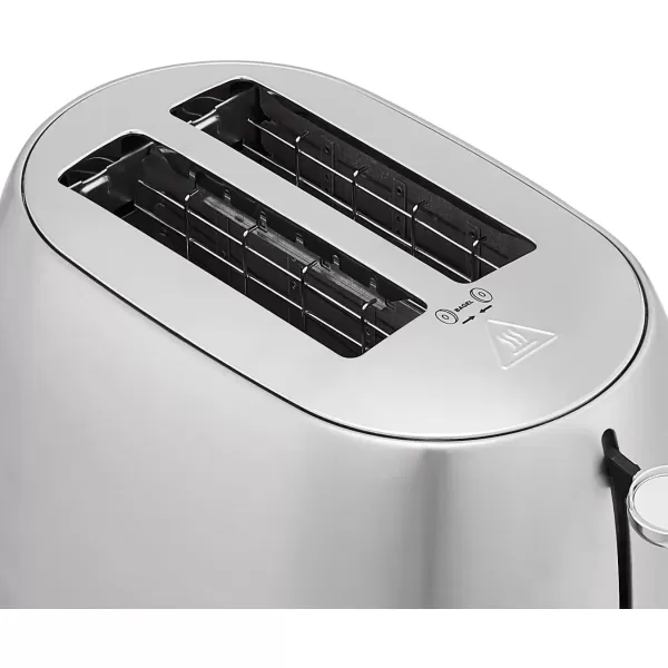 imageAmazon Basics 4 Slice Toaster with 6 Browning Settings Removable EasytoClean Crumb Tray Cancel Button 1600W BlackBrushed Silver