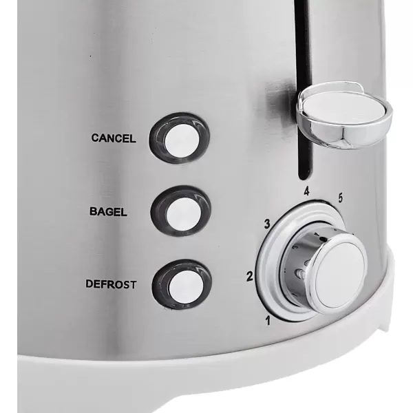 imageAmazon Basics 4 Slice Toaster with 6 Browning Settings Removable EasytoClean Crumb Tray Cancel Button 1600W BlackBrushed Silver