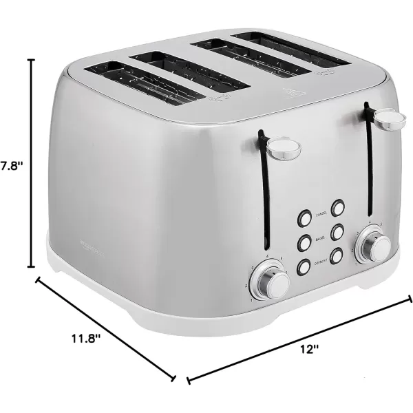imageAmazon Basics 4 Slice Toaster with 6 Browning Settings Removable EasytoClean Crumb Tray Cancel Button 1600W BlackBrushed Silver