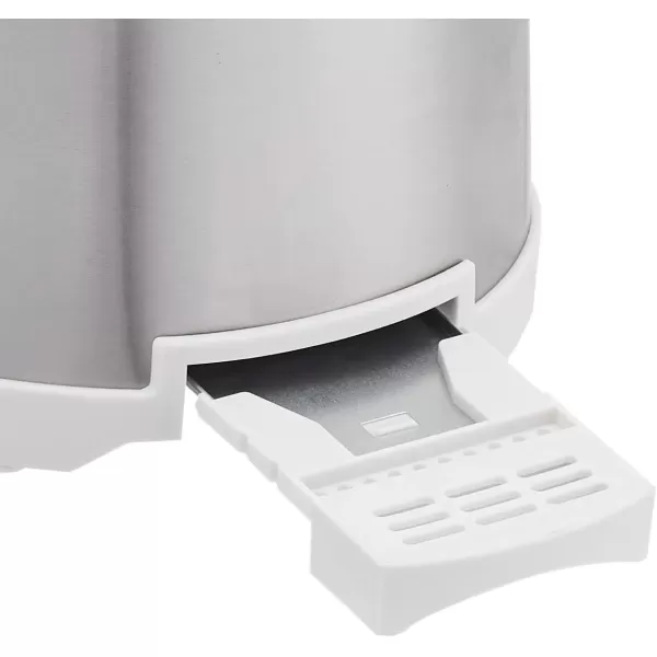 imageAmazon Basics 4 Slice Toaster with 6 Browning Settings Removable EasytoClean Crumb Tray Cancel Button 1600W BlackBrushed Silver