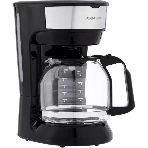 imageAmazon Basics Coffee Makers 12Cup Coffee Machines with Reusable Filter Coffee Pots Black ampamp Stainless Steel12Cup