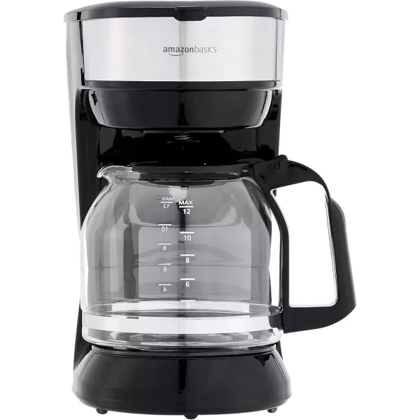 imageAmazon Basics Coffee Makers 12Cup Coffee Machines with Reusable Filter Coffee Pots Black ampamp Stainless Steel12Cup