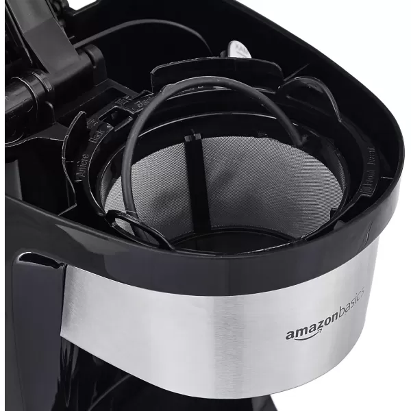 imageAmazon Basics Coffee Makers 12Cup Coffee Machines with Reusable Filter Coffee Pots Black ampamp Stainless Steel5Cup