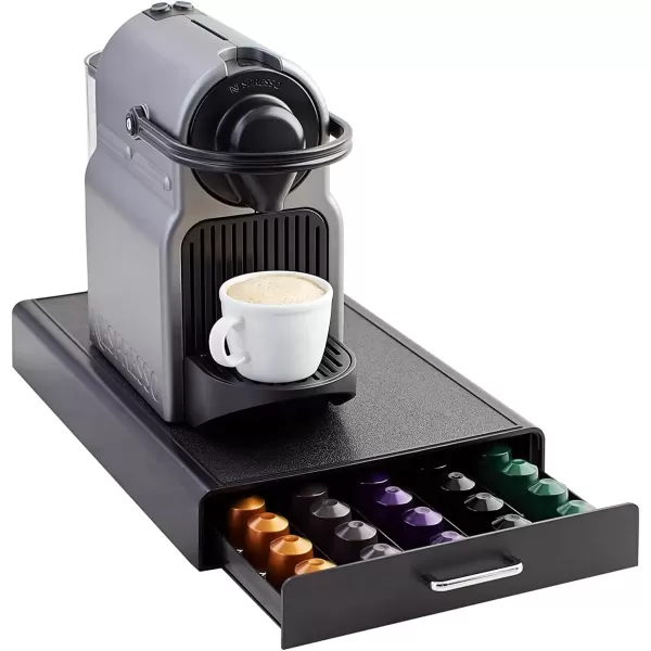 imageAmazon Basics Nespresso OriginalLine Coffee Pod with 1 Storage Drawer Holder 50 Capsule Capacity Black