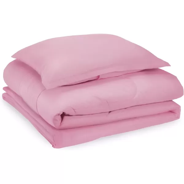imageAmazon Basics 2 piece Microfiber Kids Comforter and Pillow Sham Set Twin Light Pink Solid