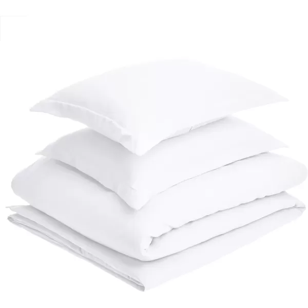 imageAmazon Basics Lightweight Microfiber 2Piece Duvet Cover Set with Zipper Closure TwinTwin XL Bright White Solid  Pack of 4King Pack of 4
