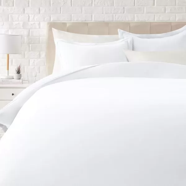 imageAmazon Basics Lightweight Microfiber 2Piece Duvet Cover Set with Zipper Closure TwinTwin XL Bright White Solid  Pack of 4King Pack of 4