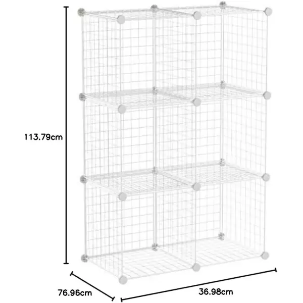 imageAmazon Basics 6 Cube Wire Grid Storage Shelves Stackable Cubes White 146quot D x 303quot W x 448quot HWhite