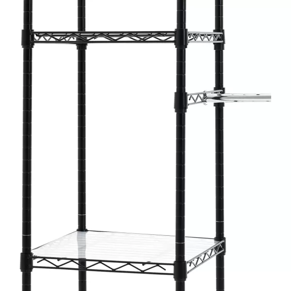 imageAmazon Basics Expandable Metal Hanging Closet Organizer and Storage Rack Wardrobe with Shelves 5780L x 14W x 72H BronzeBlack