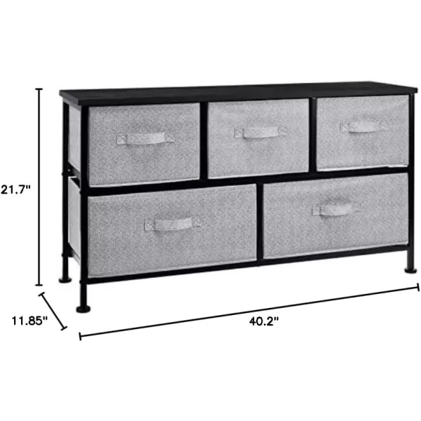 imageAmazon Basics Extra Wide Sturdy Fabric 5Drawer Storage Organizer Unit for Closet WhiteBlack