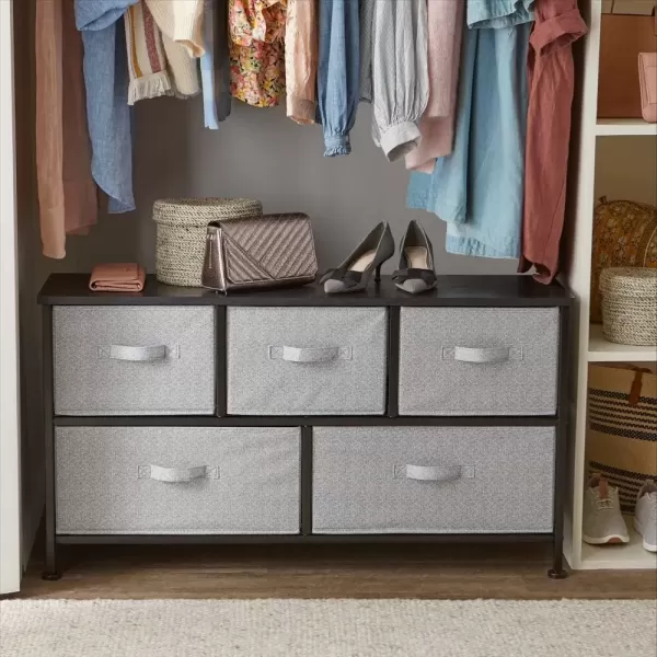 imageAmazon Basics Extra Wide Sturdy Fabric 5Drawer Storage Organizer Unit for Closet WhiteBlack