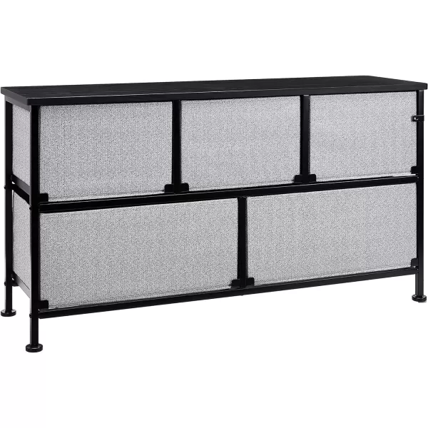 imageAmazon Basics Extra Wide Sturdy Fabric 5Drawer Storage Organizer Unit for Closet WhiteBlack